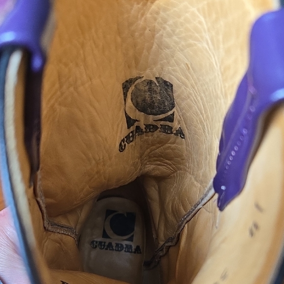 Cuadra Mexico Size 6.5 Mid-Calf Iguana Lizard Purple Dyed Leather Western Boots - Picture 13 of 16